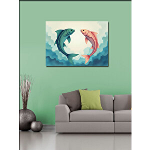 Kanvas Tablo Balık Burcu İllüstrasyonu 70x100 cm