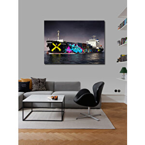 Kanvas Tablo Grafitili Gemi İllüstrasyonu 70x100 cm