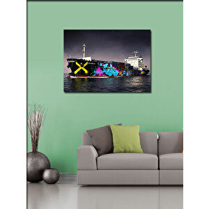 Kanvas Tablo Grafitili Gemi İllüstrasyonu 70x100 cm