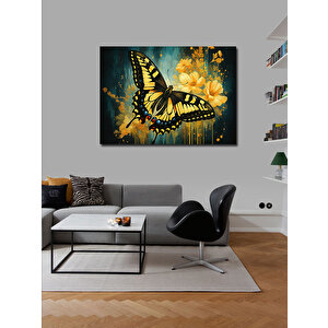 Kanvas Tablo Sarı Ve Siyah Kelebek Figürü 70x100 cm
