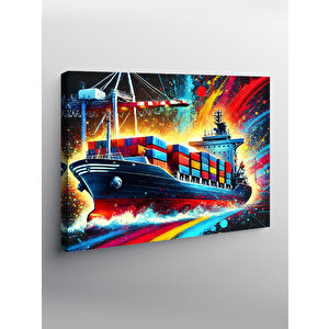 Kanvas Tablo Neon Işıklı Yük Gemisi 70x100 cm