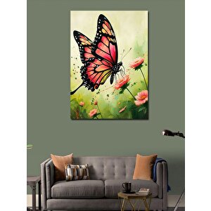Kanvas Tablo Pembe Kelebek 100x140 cm