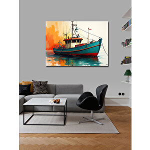 Kanvas Tablo Mavi Balıkçı Teknesi 50x70 cm
