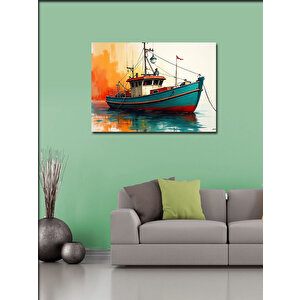 Kanvas Tablo Mavi Balıkçı Teknesi 50x70 cm