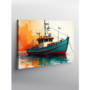 Kanvas Tablo Mavi Balıkçı Teknesi 100x140 cm