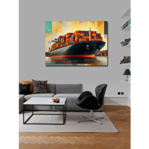 Kanvas Tablo Konteyner Yük Gemisi Denizde 70x100 cm