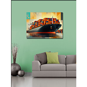 Kanvas Tablo Konteyner Yük Gemisi Denizde 70x100 cm