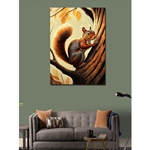 Kanvas Tablo Dalına Tutunan Sincap 70x100 cm