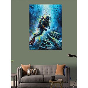 Kanvas Tablo Dalgıç Ve Gemi Enkazı 70x100 cm