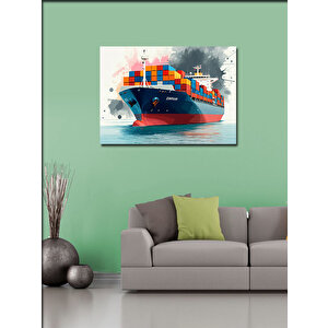 Kanvas Tablo Yük Gemisi Açık Denizde 100x140 cm