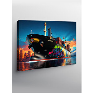 Kanvas Tablo Grafitili Konteyner Gemisi 50x70 cm