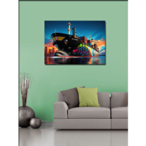 Kanvas Tablo Grafitili Konteyner Gemisi 50x70 cm