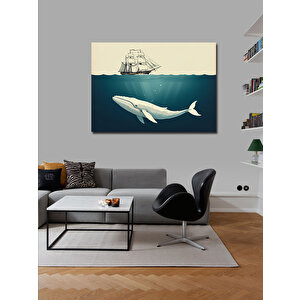 Kanvas Tablo Yüzen Beyaz Balina 70x100 cm