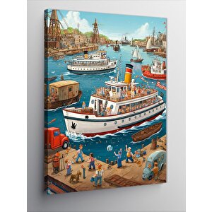 Kanvas Tablo Liman Ve Gemiler 50x70 cm