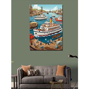 Kanvas Tablo Liman Ve Gemiler 50x70 cm