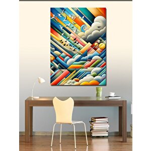 Kanvas Tablo Bulutlar Martılar Ve Desenler 50x70 cm
