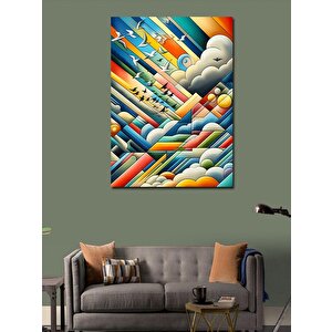 Kanvas Tablo Bulutlar Martılar Ve Desenler 70x100 cm