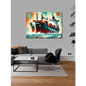 Kanvas Tablo Detaylı Yük Gemisi Çizimi 70x100 cm