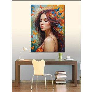 Kanvas Tablo Kelebekler Ve Kadın 100x140 cm