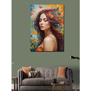 Kanvas Tablo Kelebekler Ve Kadın 100x140 cm