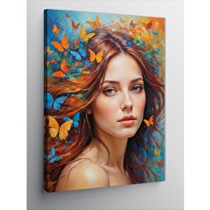 Kanvas Tablo Kelebekler Ve Kadın 70x100 cm