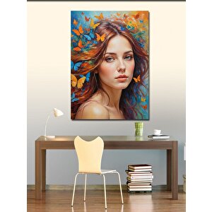 Kanvas Tablo Kelebekler Ve Kadın 70x100 cm