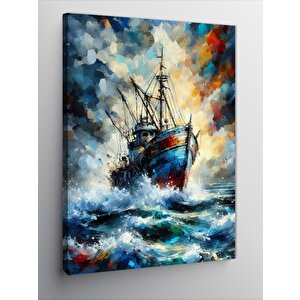 Kanvas Tablo Fırtınada Yelkenli Gemi 70x100 cm