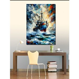 Kanvas Tablo Fırtınada Yelkenli Gemi 70x100 cm