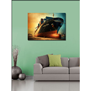 Kanvas Tablo Büyük Yük Gemisi Çizimi 50x70 cm