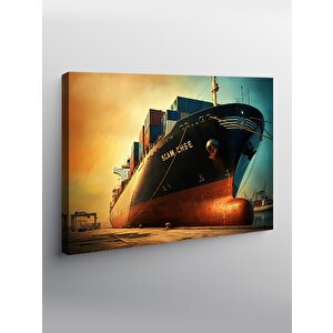 Kanvas Tablo Büyük Yük Gemisi Çizimi 70x100 cm