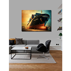 Kanvas Tablo Büyük Yük Gemisi Çizimi 100x140 cm