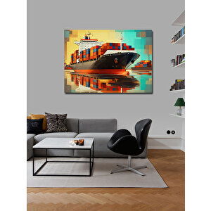Kanvas Tablo Konteyner Gemisi Limanda 100x140 cm