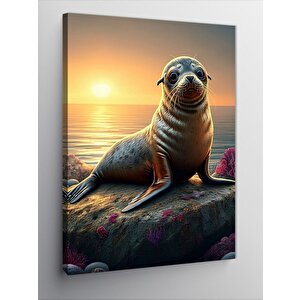 Kanvas Tablo Kayalıklarda Fok Balığı 70x100 cm