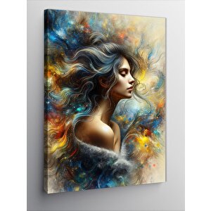 Kanvas Tablo Kadın Ve Soyut Desenler 70x100 cm