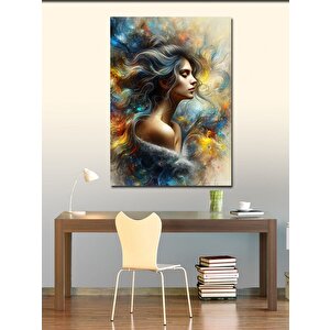 Kanvas Tablo Kadın Ve Soyut Desenler 100x140 cm