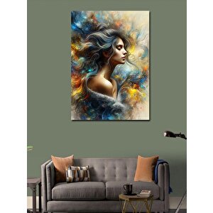 Kanvas Tablo Kadın Ve Soyut Desenler 100x140 cm