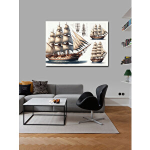 Kanvas Tablo Ahşap Yelkenli Gemiler 70x100 cm
