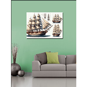 Kanvas Tablo Ahşap Yelkenli Gemiler 70x100 cm