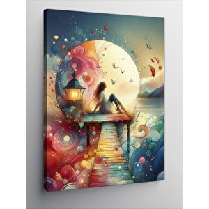 Kanvas Tablo İskeledeki Kadın Ve Desenler 70x100 cm