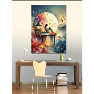 Kanvas Tablo İskeledeki Kadın Ve Desenler 100x140 cm