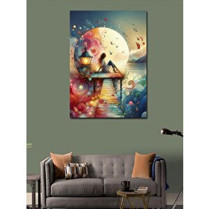 Kanvas Tablo İskeledeki Kadın Ve Desenler 100x140 cm