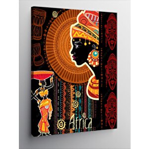 Kanvas Tablo Afrikalı Kadın Ve Desenler 50x70 cm