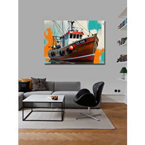 Kanvas Tablo Balıkçı Teknesi Sahilde 70x100 cm