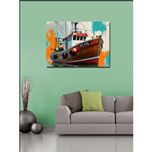 Kanvas Tablo Balıkçı Teknesi Sahilde 70x100 cm