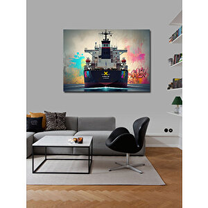Kanvas Tablo Konteyner Gemisi Limanda 100x140 cm