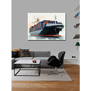 Kanvas Tablo Büyük Yük Gemisi Çizimi 70x100 cm