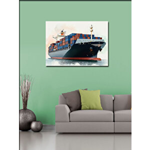 Kanvas Tablo Büyük Yük Gemisi Çizimi 70x100 cm
