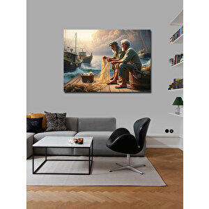 Kanvas Tablo Balıkçılar Limanda 50x70 cm