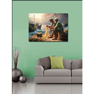 Kanvas Tablo Balıkçılar Limanda 50x70 cm