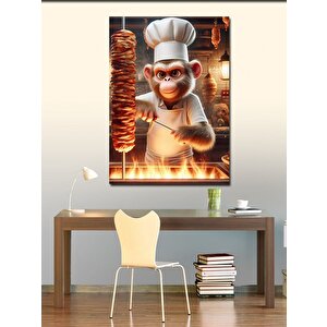 Kanvas Tablo Döner Çevirmesi Yapan Maymun 70x100 cm